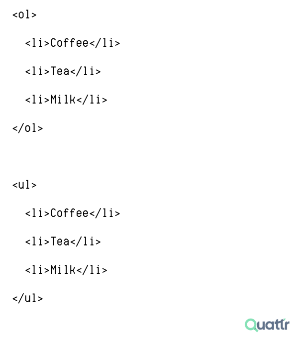 HTML Semantic Tags for Text: List Tag