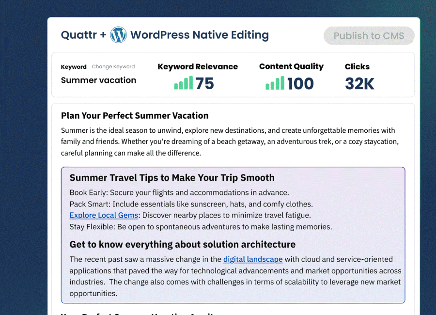 One-click Publish on Live Website with Quattr's GIGA Agent